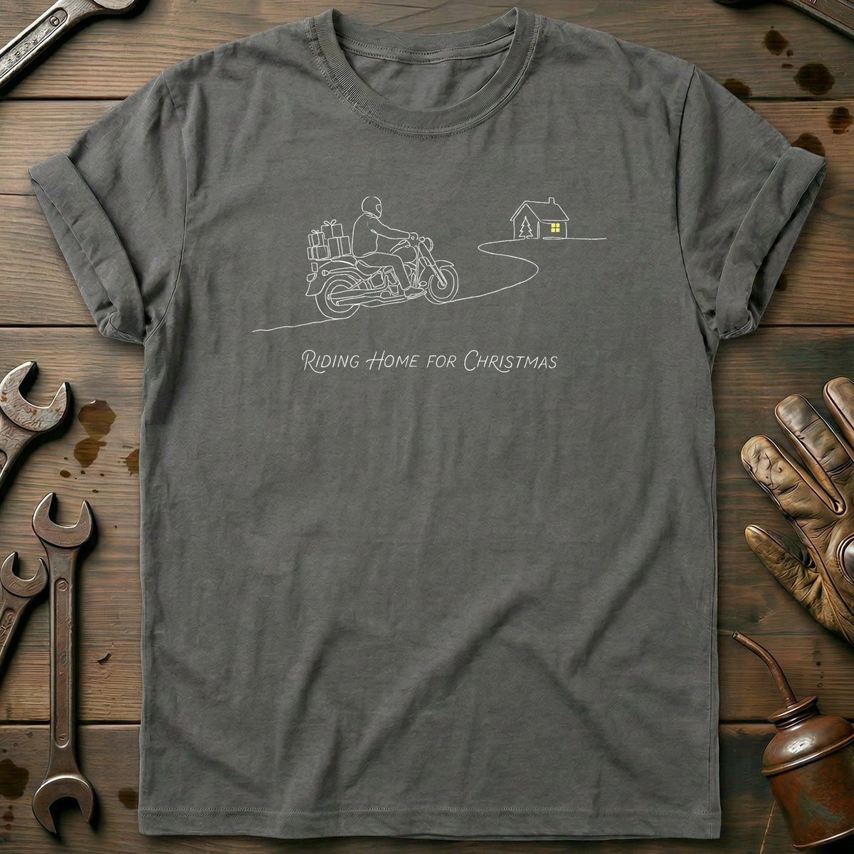 Riding Home for Christmas Motorcycle T-Shirt Gift For Biker