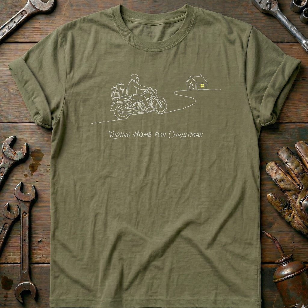 Riding Home for Christmas Motorcycle T-Shirt Gift For Biker