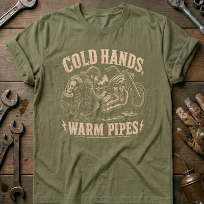 Cold Hands Warm Pipes Motorcycle T-Shirt US Gift For Biker