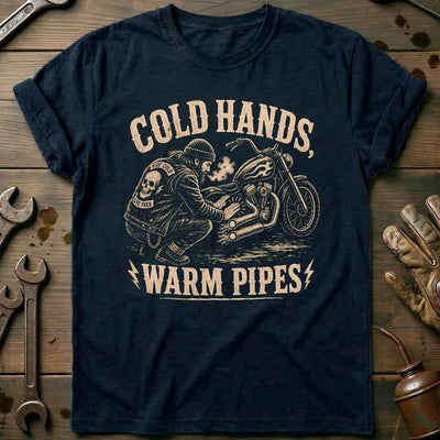 Cold Hands Warm Pipes Motorcycle T-Shirt US Gift For Biker