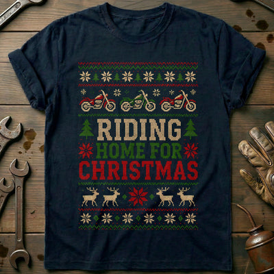 Riding Home for Christmas Sweater Motorcycle T-Shirt Gift For Biker