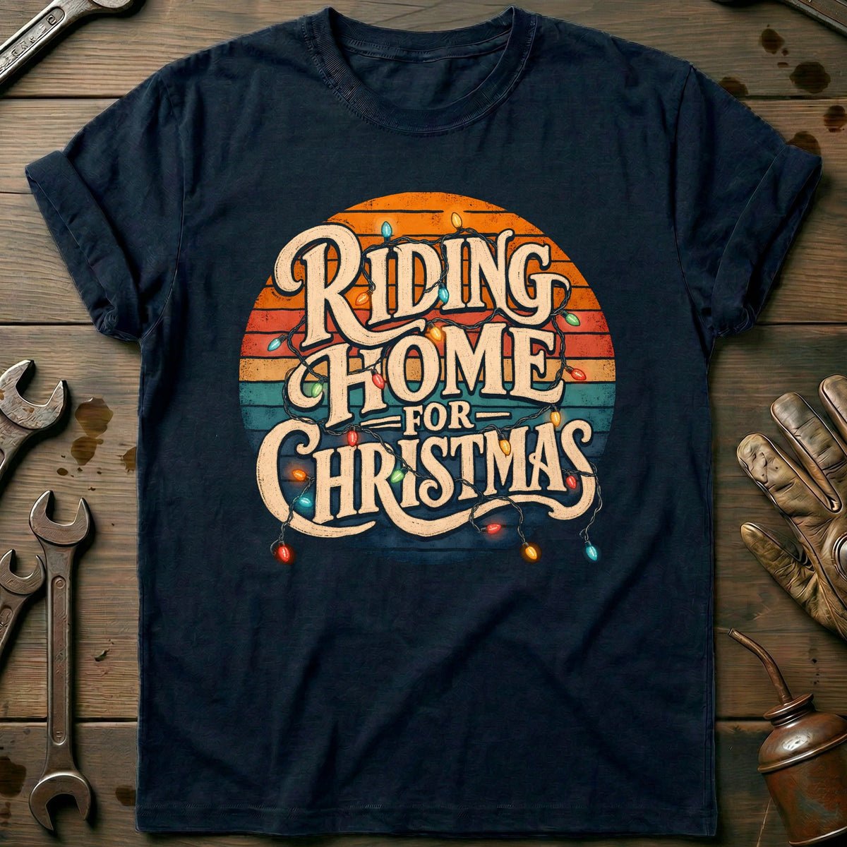 Riding Home for Christmas Motorcycle T-Shirt Gift For Biker