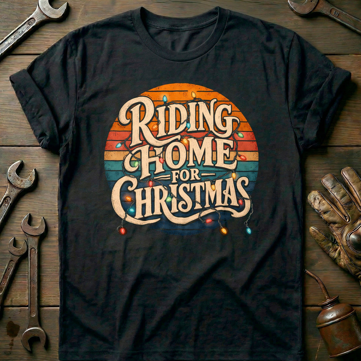 Riding Home for Christmas Motorcycle T-Shirt Gift For Biker