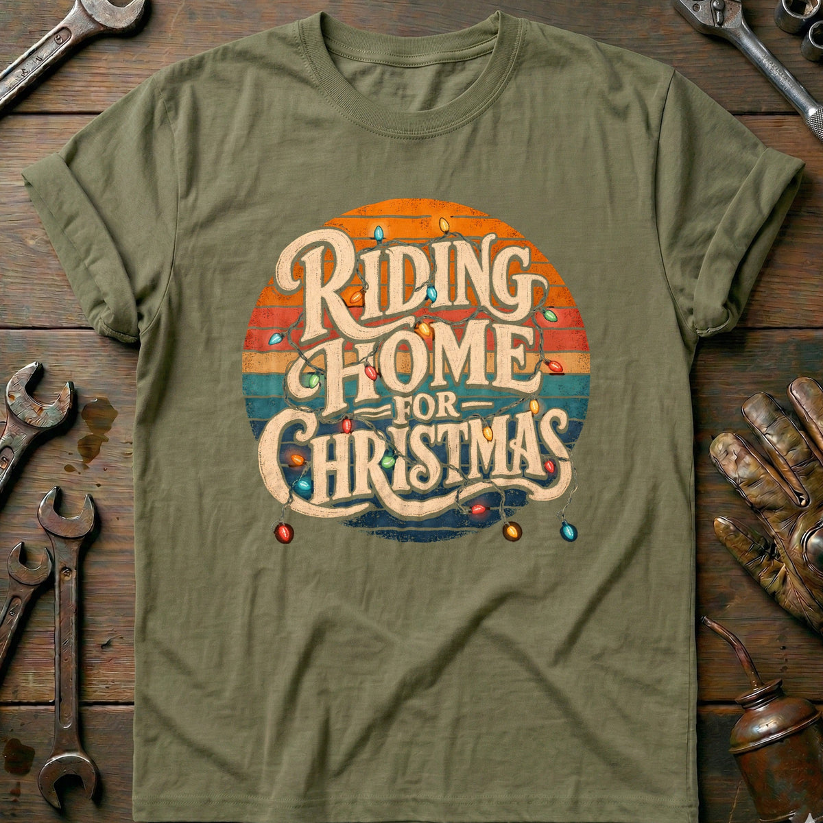Riding Home for Christmas Motorcycle T-Shirt Gift For Biker