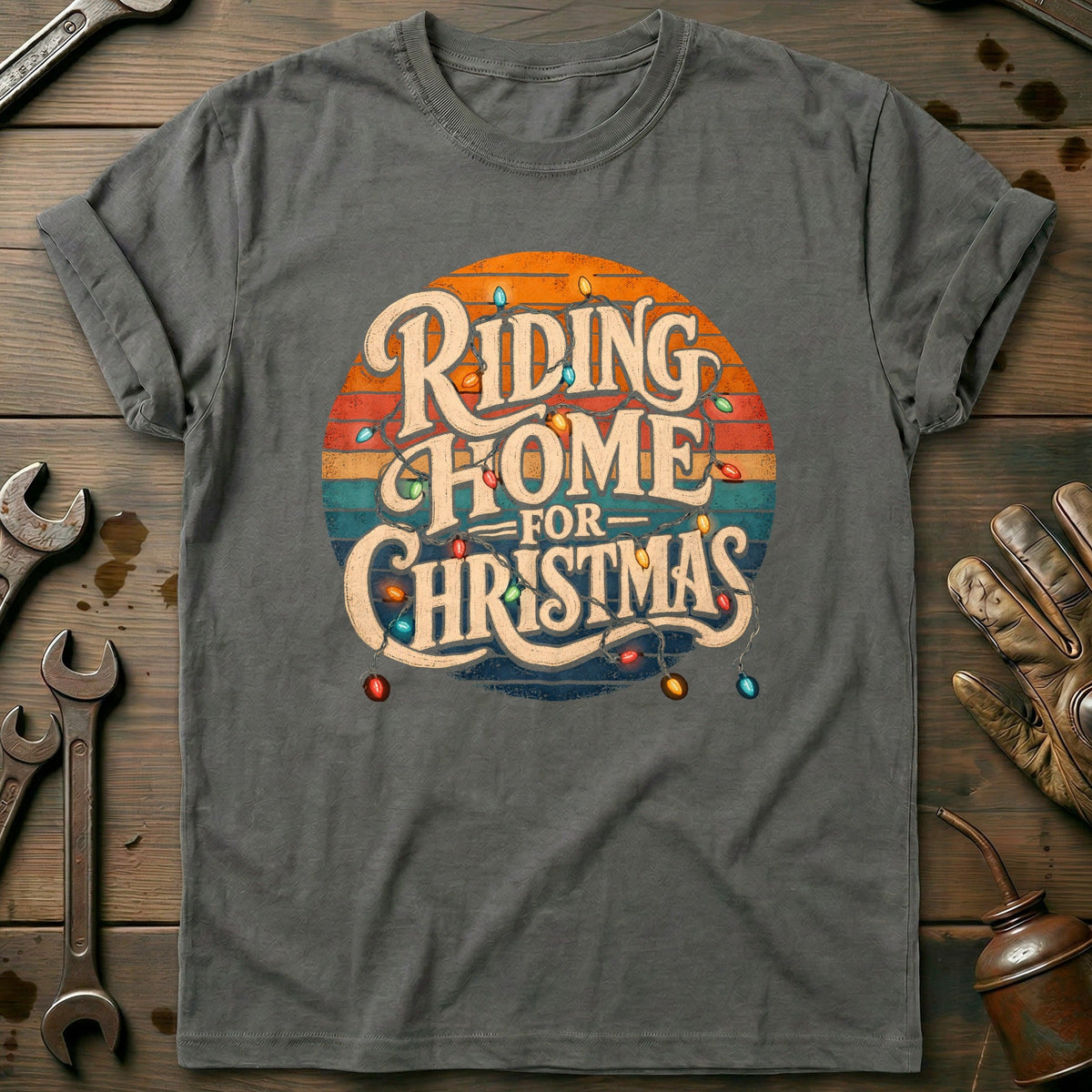 Riding Home for Christmas Motorcycle T-Shirt Gift For Biker
