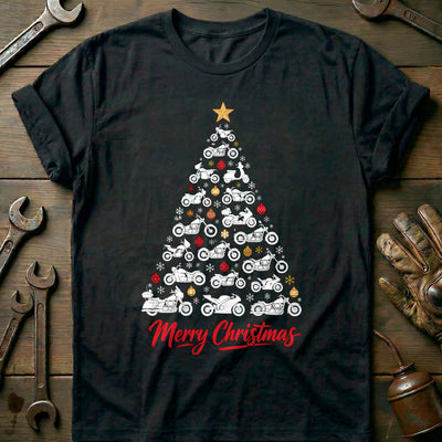 Merry Christmas Motorcycle Tree T-Shirt Gift For Biker