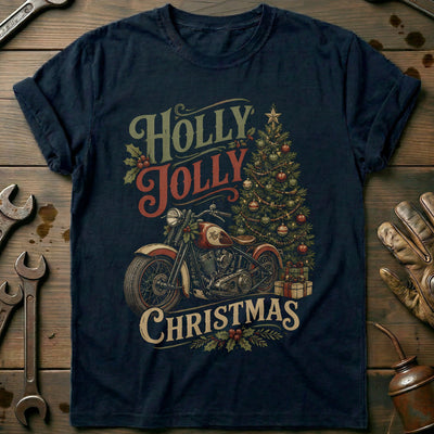 Holly Jolly Christmas Motorcycle T-Shirt US Gift For Biker