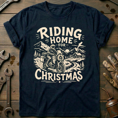 Riding Home for Christmas Motorcycle T-Shirt Gift For Biker