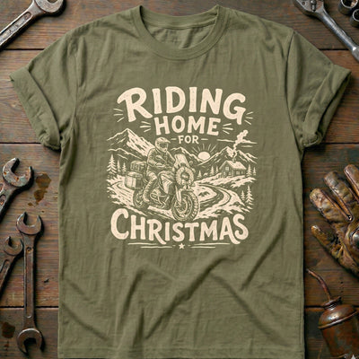 Riding Home for Christmas Motorcycle T-Shirt Gift For Biker