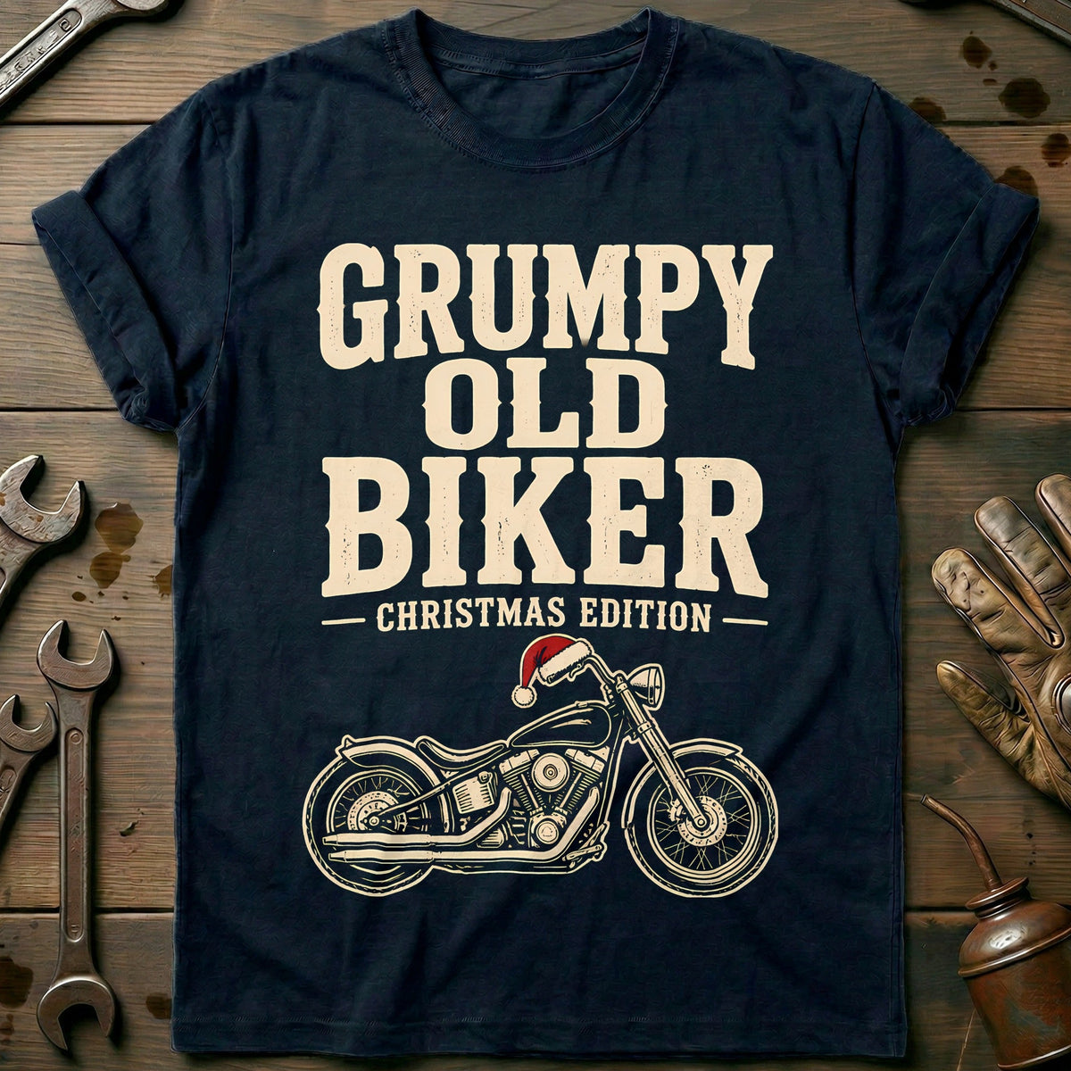 Grumpy Old Biker Christmas Edition Motorcycle T-Shirt US Gift For Biker
