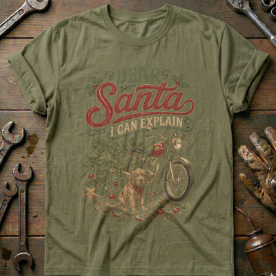 Dear Santa I Can Explain Motorcycle T-Shirt US Gift For Biker