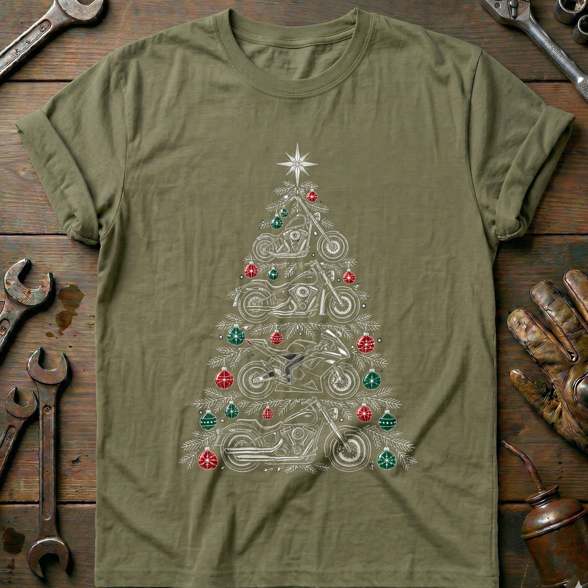 Motorcycle Types Christmas Tree T-Shirt Gift For Biker