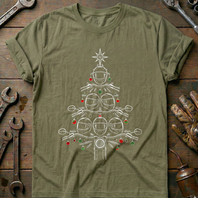 Helmets and Bars Christmas Tree Motorcycle T-Shirt US Gift For Biker