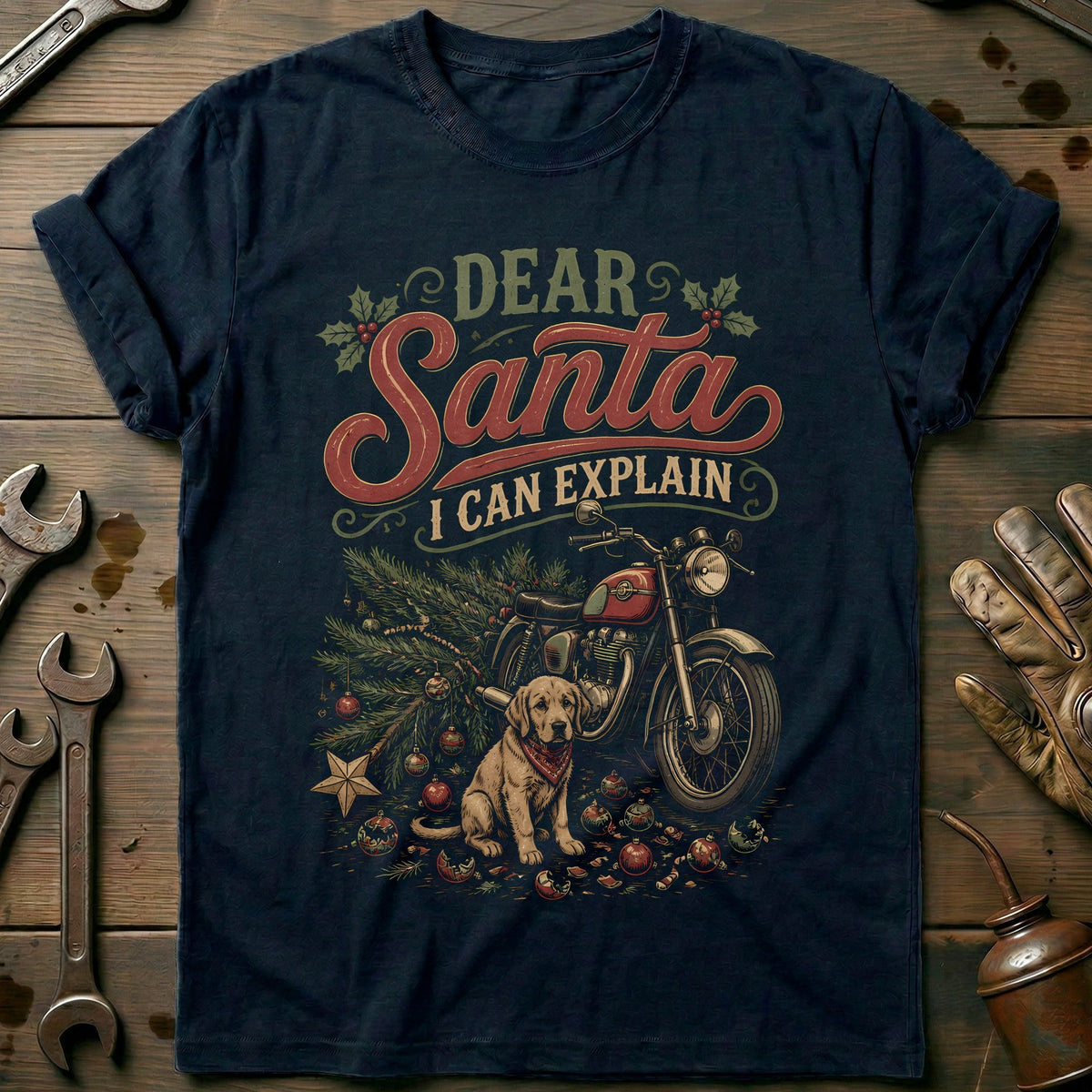 Dear Santa I Can Explain Motorcycle T-Shirt AU Gift For Biker