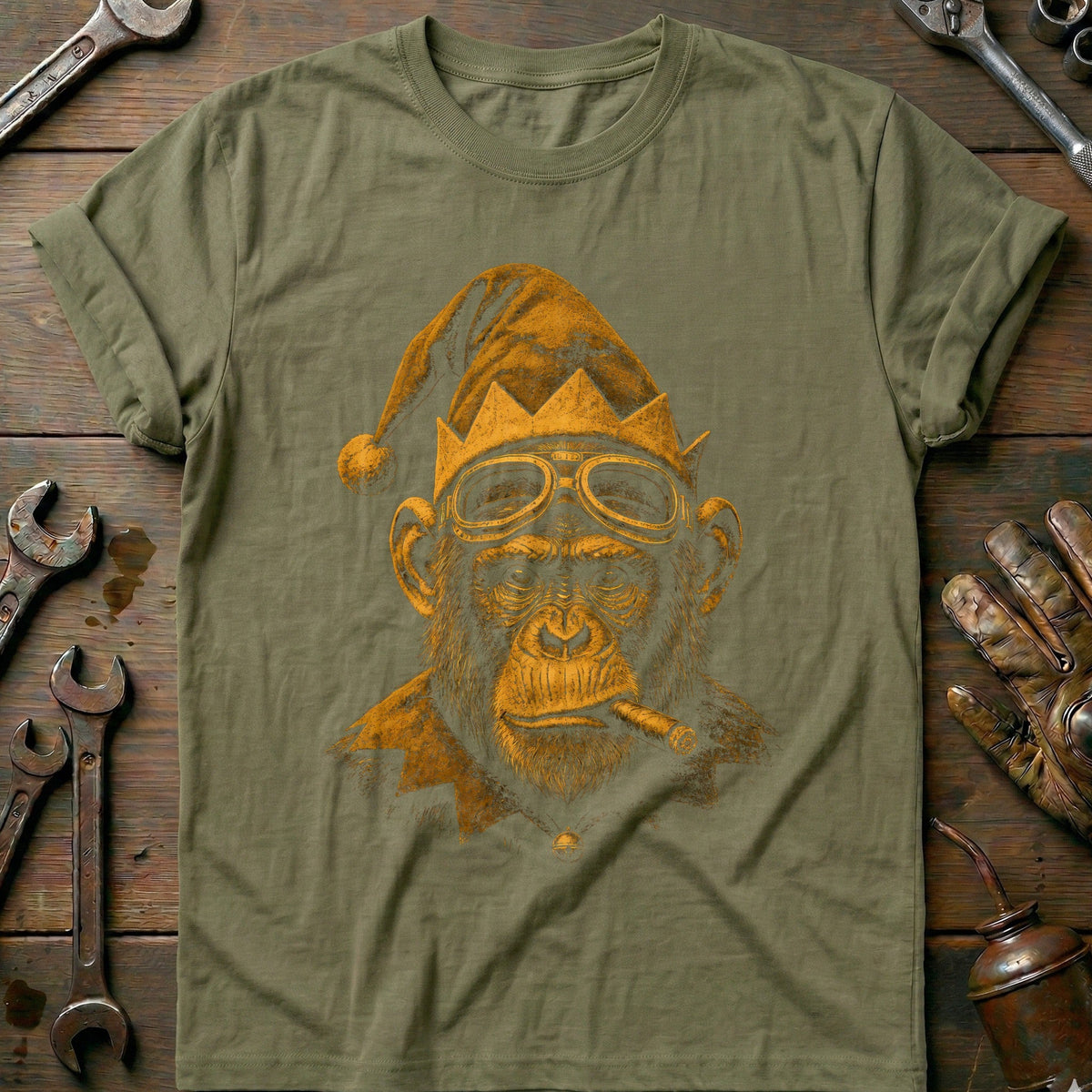 Christmas Elf Chimp Goggles Motorcycle T-Shirt AU Gift For Biker
