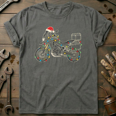 Adventure Christmas Lights Motorcycle T-Shirt AU Gift For Biker