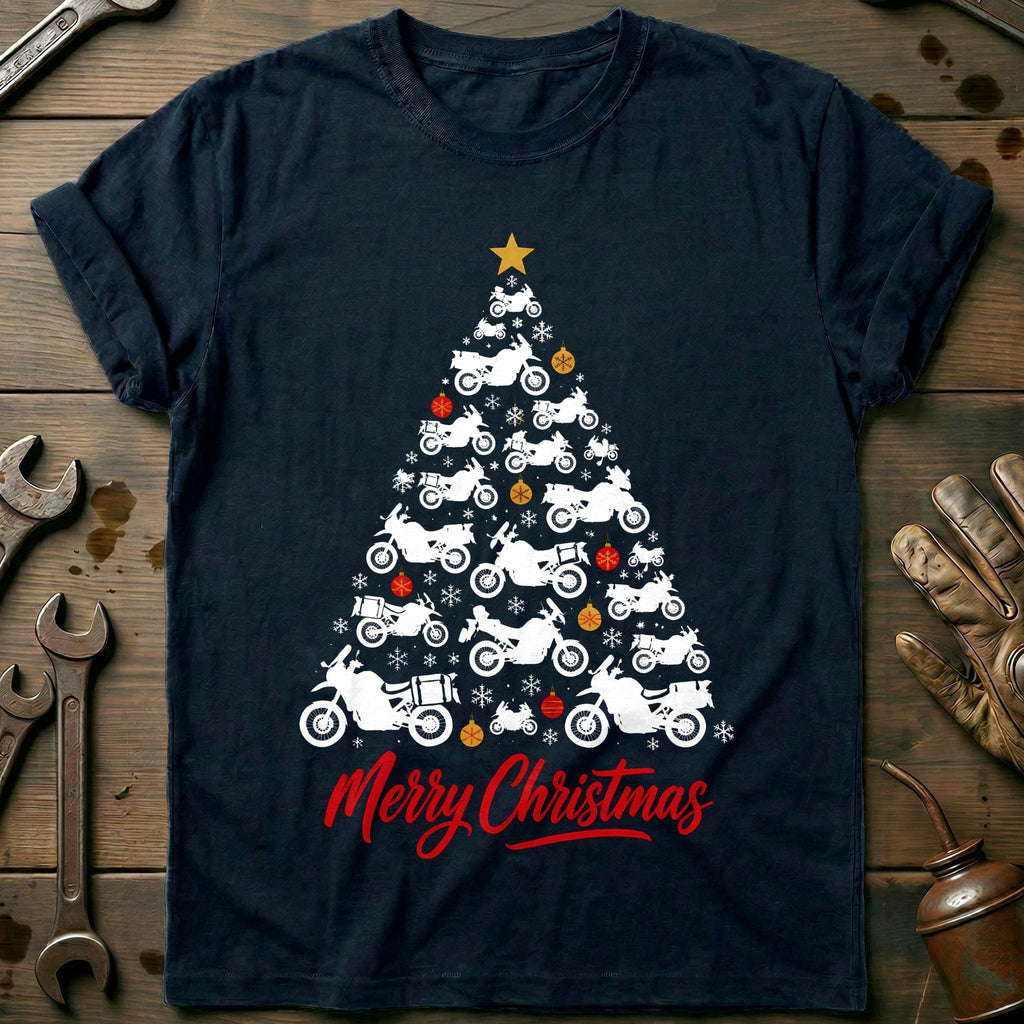 Adventure Bike Christmas Tree Motorcycle T-Shirt AU Gift For Biker