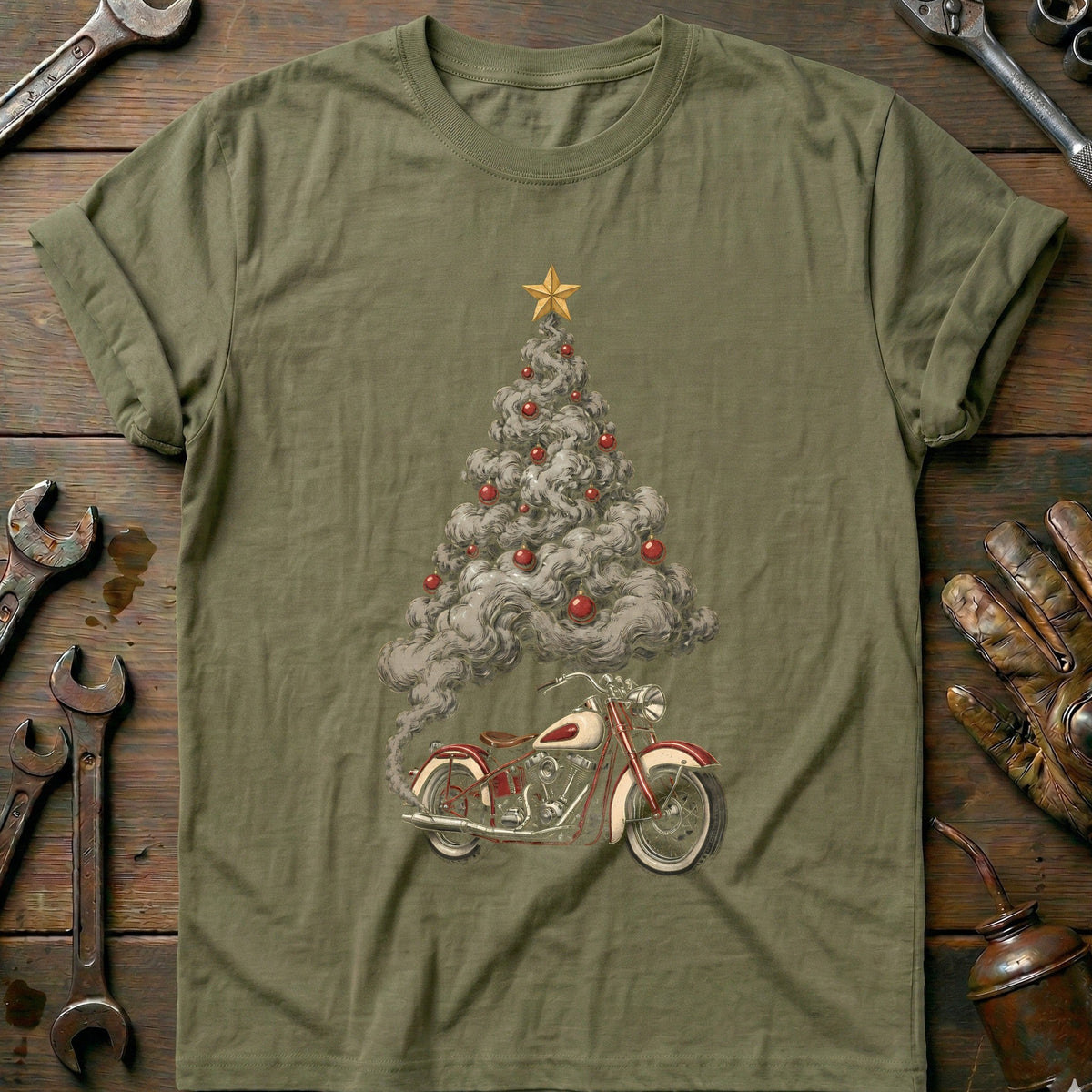 Exhaust Smoke Christmas Tree Motorcycle T-Shirt AU Gift For Biker