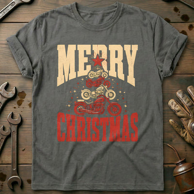Merry Christmas Chopper Tree Motorcycle T-Shirt AU Gift For Biker