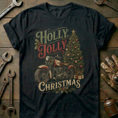 Holly Jolly Christmas Motorcycle T-Shirt AU Gift For Biker