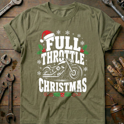 Full Throttle Christmas Motorcycle T-Shirt AU Gift For Biker