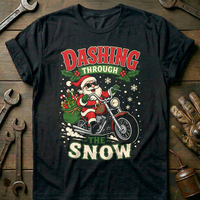 Dashing Through the Snow Motorcycle T-Shirt AU Gift For Biker