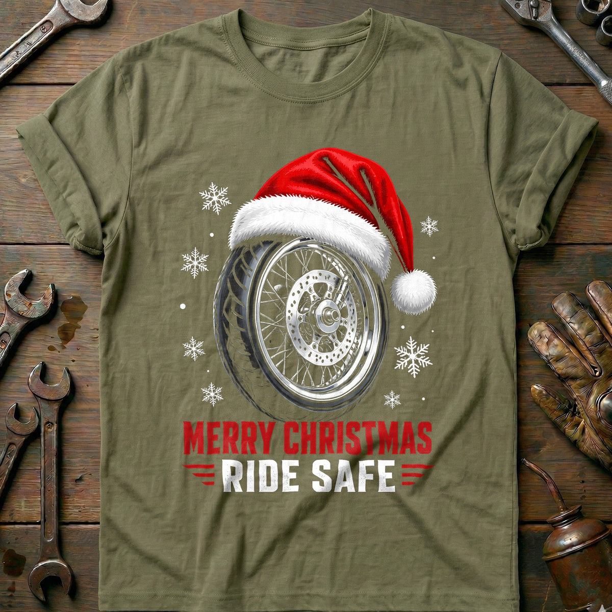Merry Christmas Ride Safe Motorcycle T-Shirt AU Gift For Biker