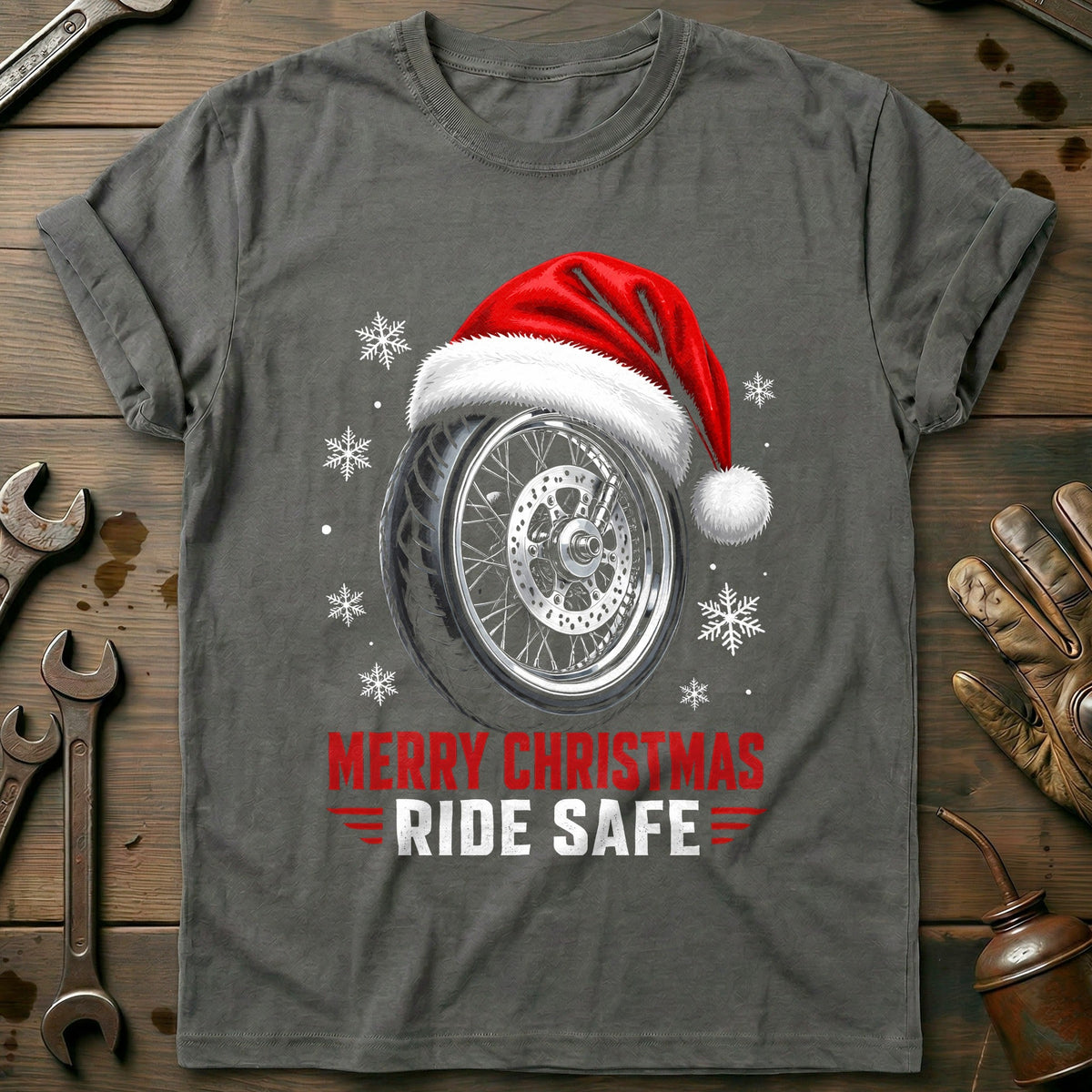 Merry Christmas Ride Safe Motorcycle T-Shirt AU Gift For Biker