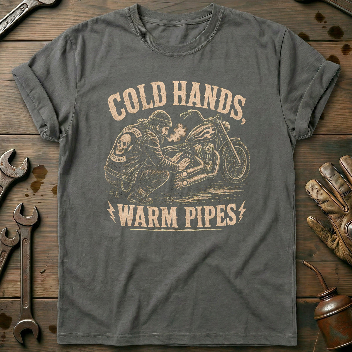 Cold Hands Warm Pipes Motorcycle T-Shirt Gift For Biker