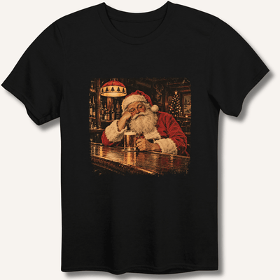Santa At The Bar T-Shirt Gift For Bourbon Drinker