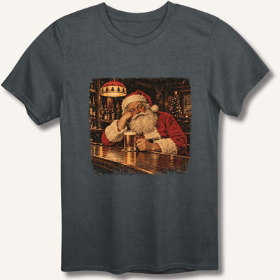Santa At The Bar T-Shirt Gift For Bourbon Drinker