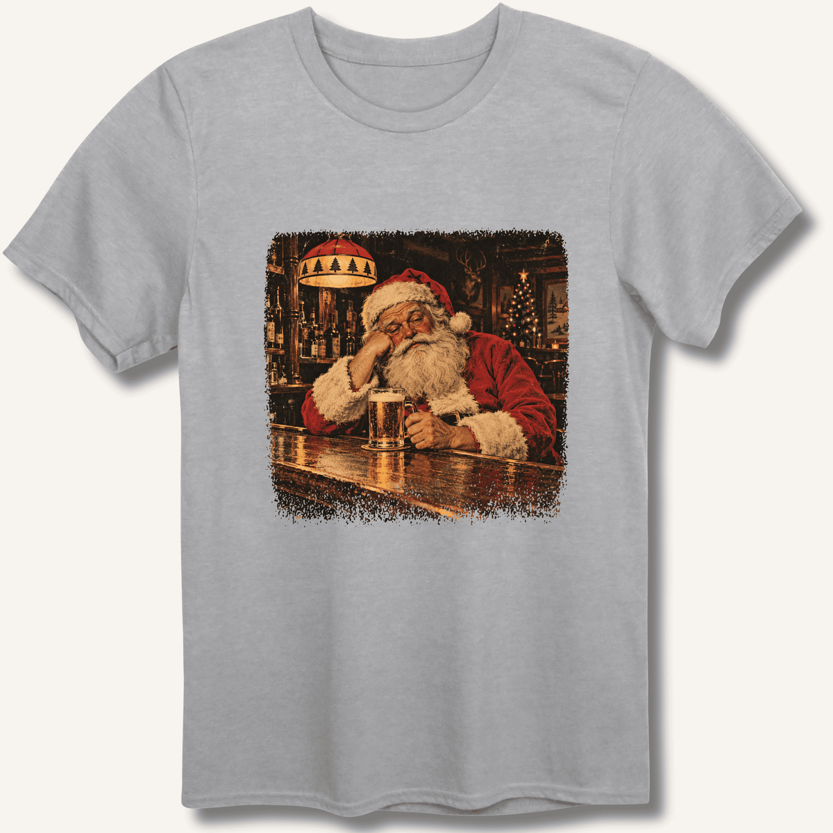 Santa At The Bar T-Shirt Gift For Bourbon Drinker