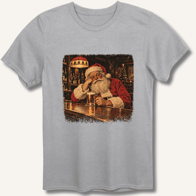 Santa At The Bar T-Shirt Gift For Bourbon Drinker