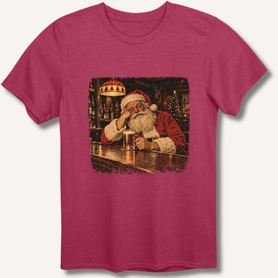 Santa At The Bar T-Shirt Gift For Bourbon Drinker
