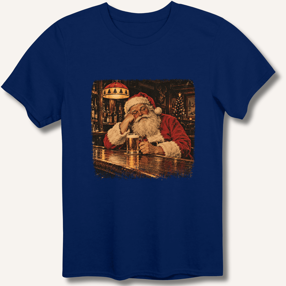 Santa At The Bar T-Shirt Gift For Bourbon Drinker