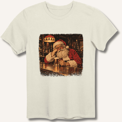 Santa At The Bar T-Shirt Gift For Bourbon Drinker