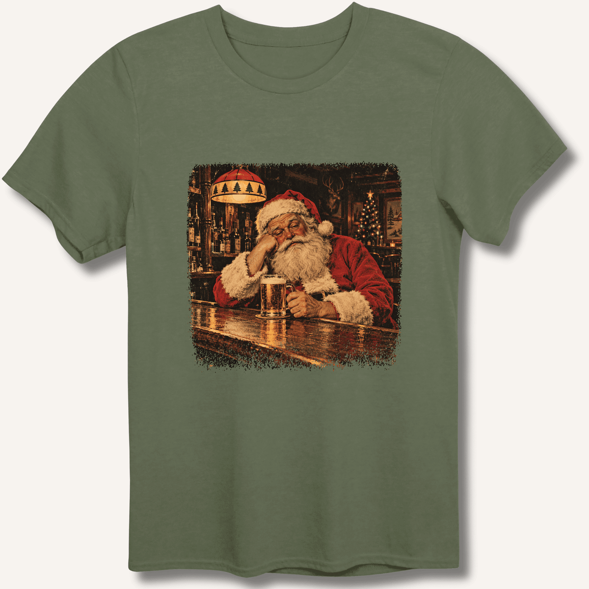 Santa At The Bar T-Shirt Gift For Bourbon Drinker