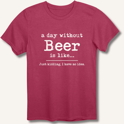 A Day Without Beer T-Shirt Gift For Bourbon Drinker