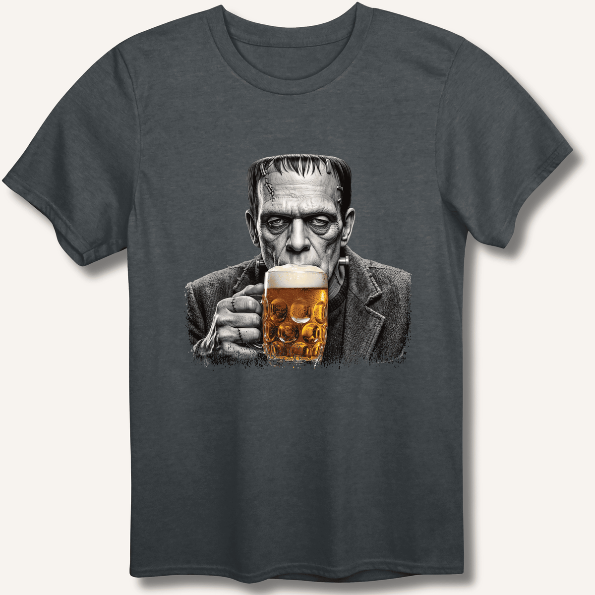 Frankenstein Drinking Beer T-Shirt Gift For Bourbon Drinker
