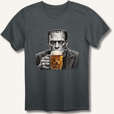Frankenstein Drinking Beer T-Shirt Gift For Bourbon Drinker