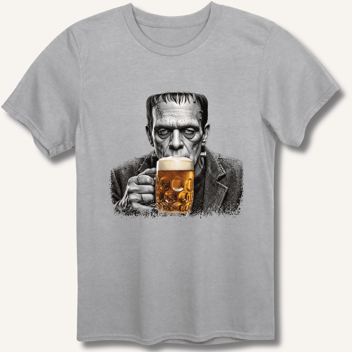 Frankenstein Drinking Beer T-Shirt Gift For Bourbon Drinker