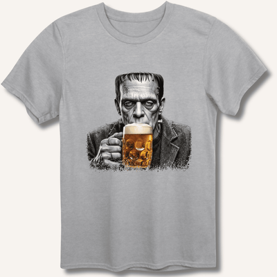 Frankenstein Drinking Beer T-Shirt Gift For Bourbon Drinker