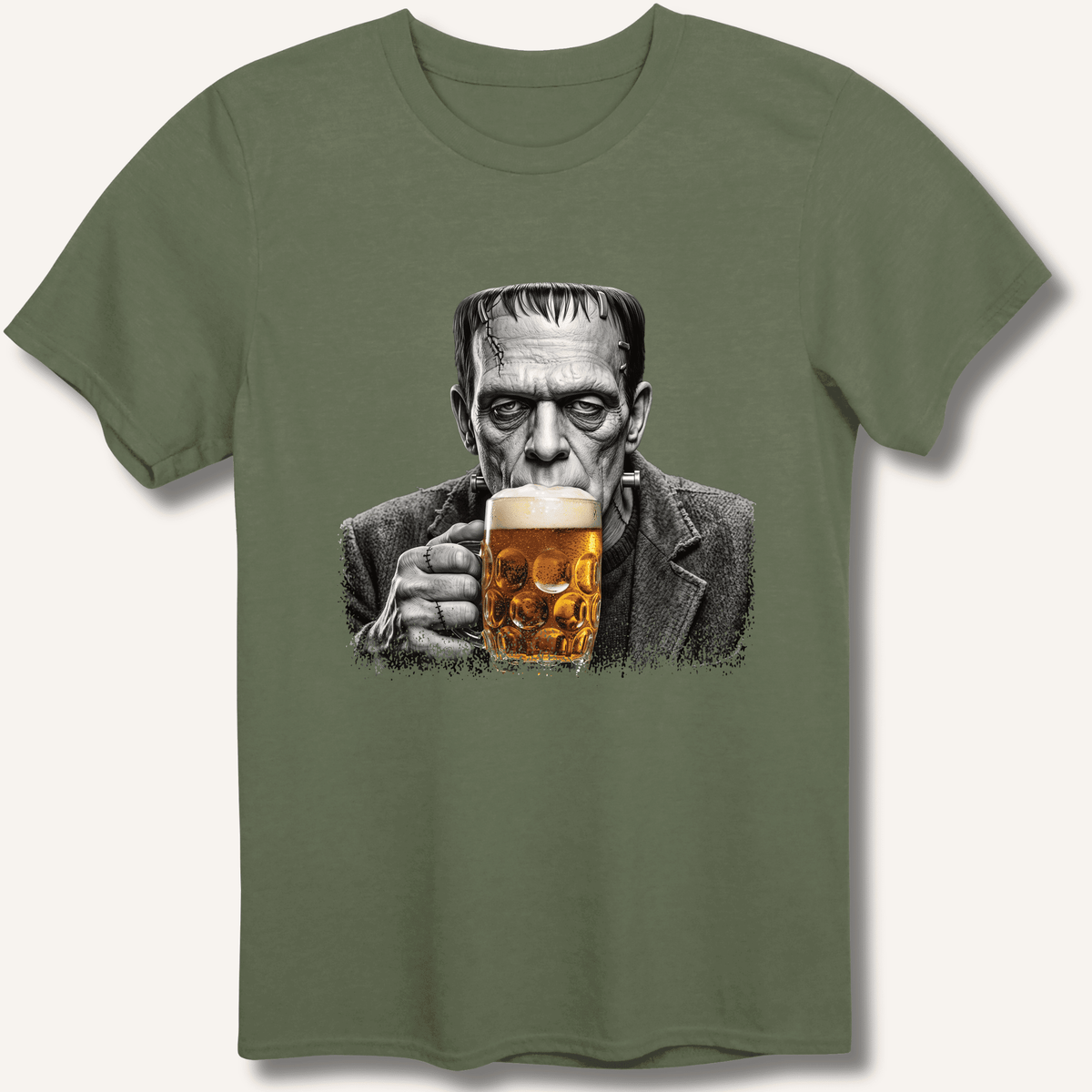 Frankenstein Drinking Beer T-Shirt Gift For Bourbon Drinker