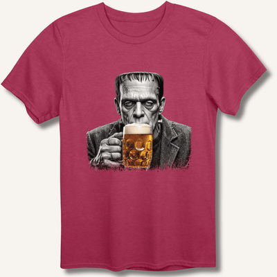 Frankenstein Drinking Beer T-Shirt Gift For Bourbon Drinker