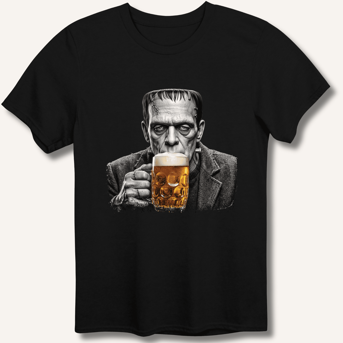 Frankenstein Drinking Beer T-Shirt Gift For Bourbon Drinker