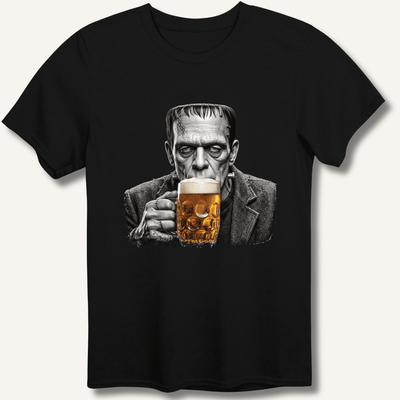 Frankenstein Drinking Beer T-Shirt Gift For Bourbon Drinker