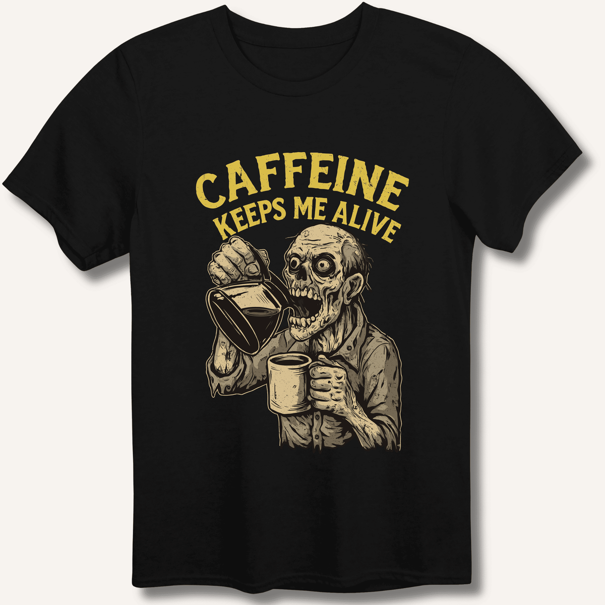 Caffeine Keeps Me Alive T-Shirt Gift For Bourbon Drinker