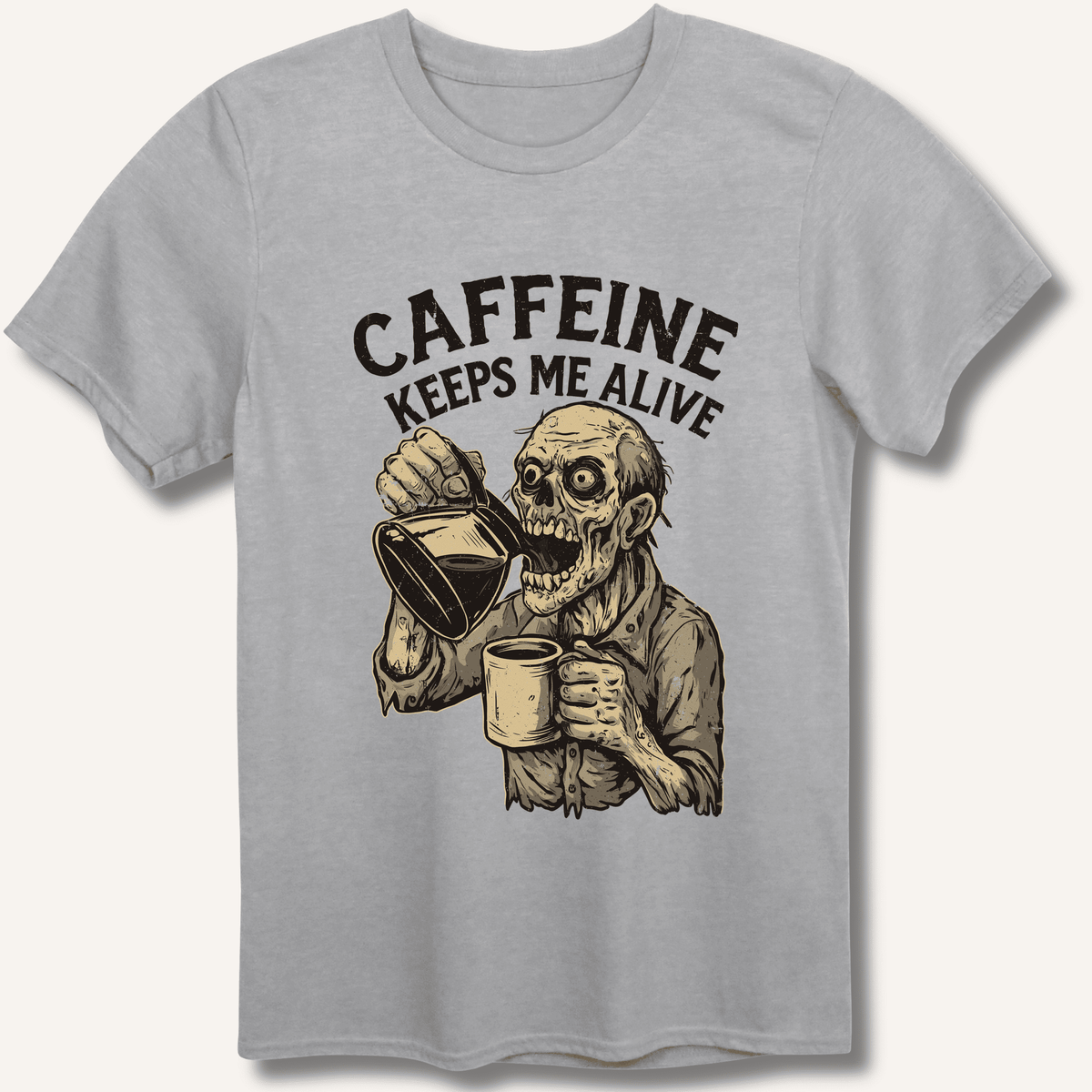 Caffeine Keeps Me Alive T-Shirt Gift For Bourbon Drinker