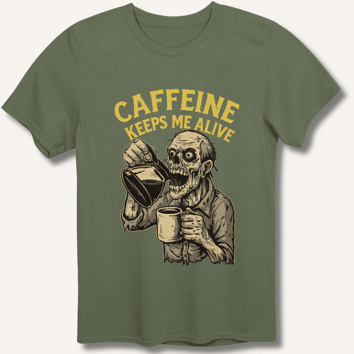 Caffeine Keeps Me Alive T-Shirt Gift For Bourbon Drinker