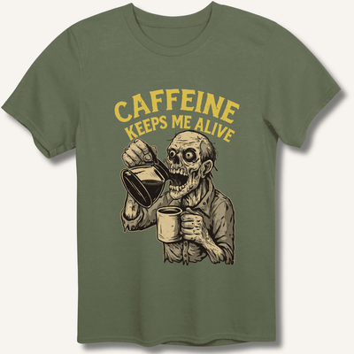 Caffeine Keeps Me Alive T-Shirt Gift For Bourbon Drinker